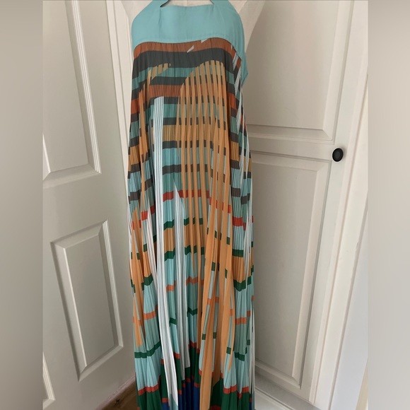 NWT Geisha Designs Size M Pleated Halter Maxi Dress Anthropologie Abstract Print - Picture 4 of 11